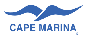 This image has an empty alt attribute; its file name is Cape-Marina-Logo-Verticle-blue-002-300x135.png